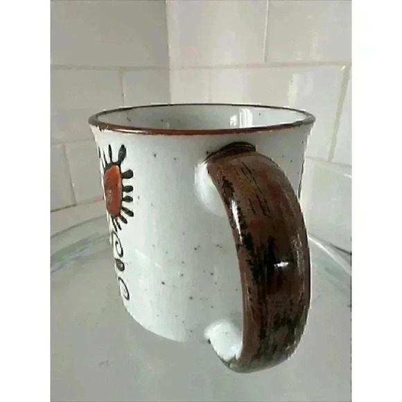 Vintage Stoneware Yellow & Orange Flowers Coffee Mug Vintage - Picture 3 of 14